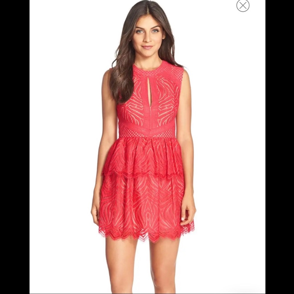BCBGMAXAZRIA MICAILA LACE FIT-AND-FLARE DRESS